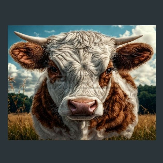 Cow Meadow 60 Metal Wall Art and Desktop Mouse Pad by X2Metal