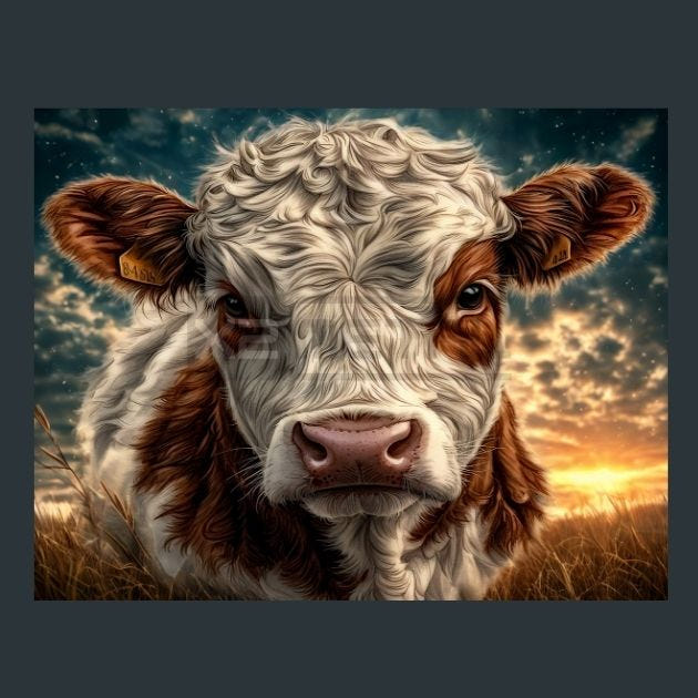 Cow Meadow 61 Metal Wall Art and Desktop Mouse Pad by X2Metal