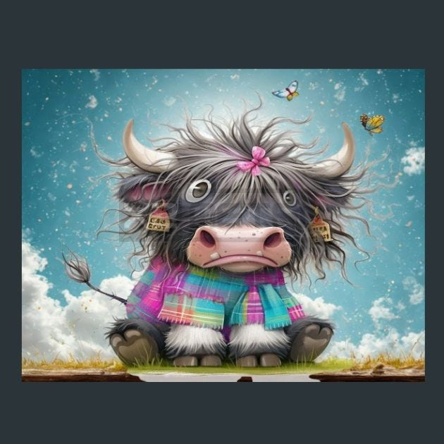 Cow Meadow 73 Metal Wall Art and Desktop Mouse Pad by X2Metal