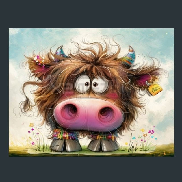 Cow Meadow 92 Metal Wall Art and Desktop Mouse Pad by X2Metal
