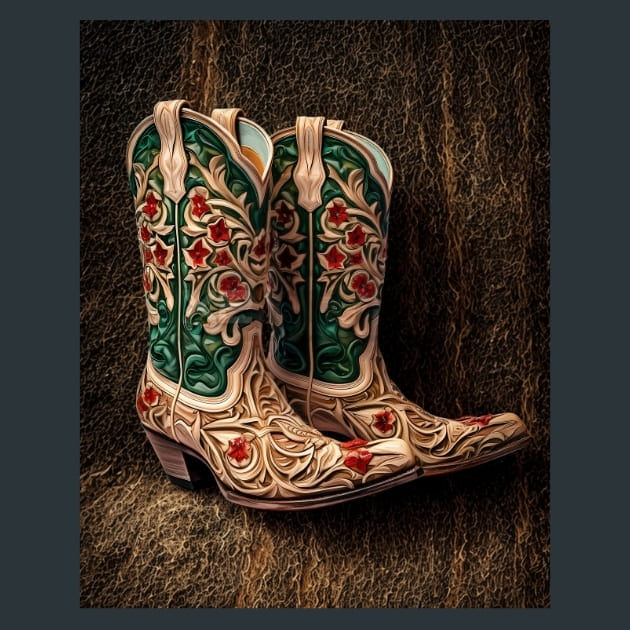 Cowboy Boots 2 Metal Wall Art and Desktop Mouse Pad by X2Metal