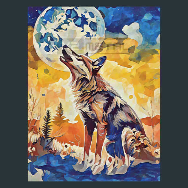 Coyote Habitat Scene Metal Wall Art and Desktop Mouse Pad by X2Metal