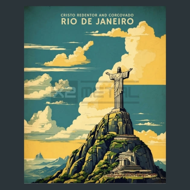 Cristo Redentor Brazil Metal Wall Art and Desktop Mouse Pad by X2Metal