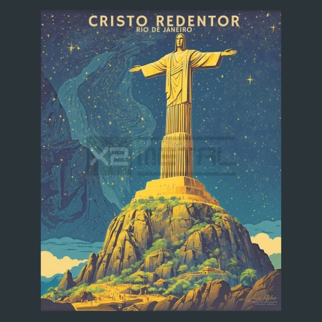 Cristo Redentor and Corcovado Rio De Janerio Metal Wall Art and Desktop Mouse Pad by X2Metal