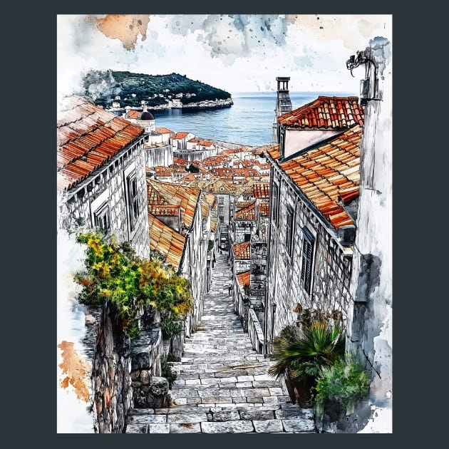 Croatia Dubrovnik Old Town and City Walls Metal Wall Art and Desktop Mouse Pad by X2Metal