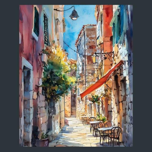 Croatia Split Diocletian’s Palace Street View Metal Wall Art and Desktop Mouse Pad by X2Metal