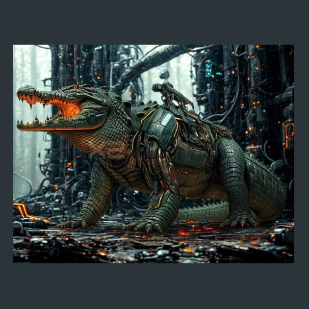 Crocodile Mechanimals Metal Wall Art and Desktop Mouse Pad by X2Metal