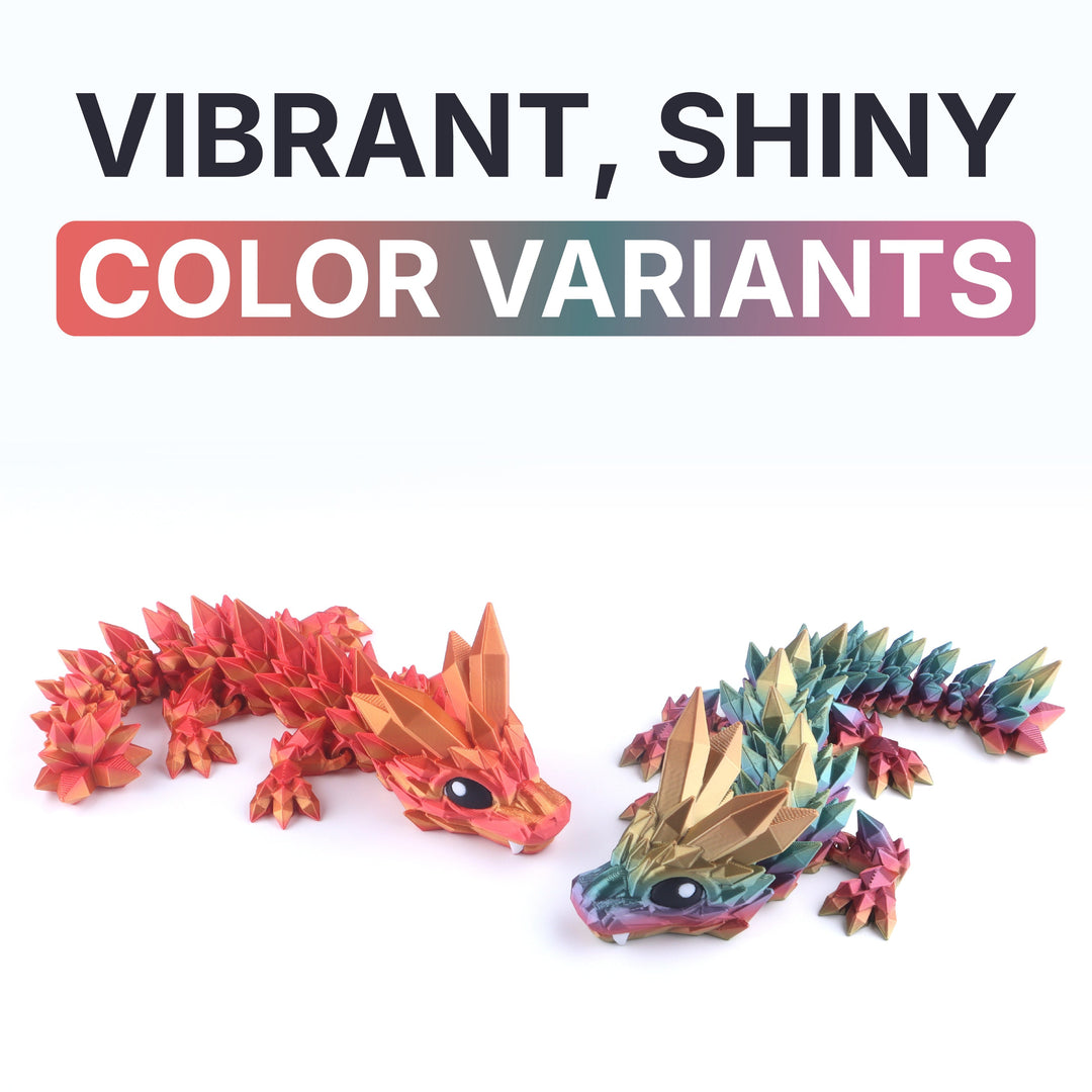 Two colorful dragon models with text &