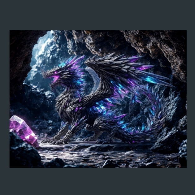 Crystal Cave Dragon Metal Wall Art and Desktop Mouse Pad by X2Metal