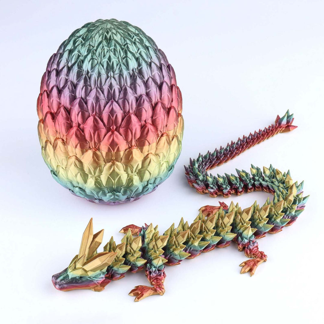 Colorful dragon egg with a dragon scale design on a white background