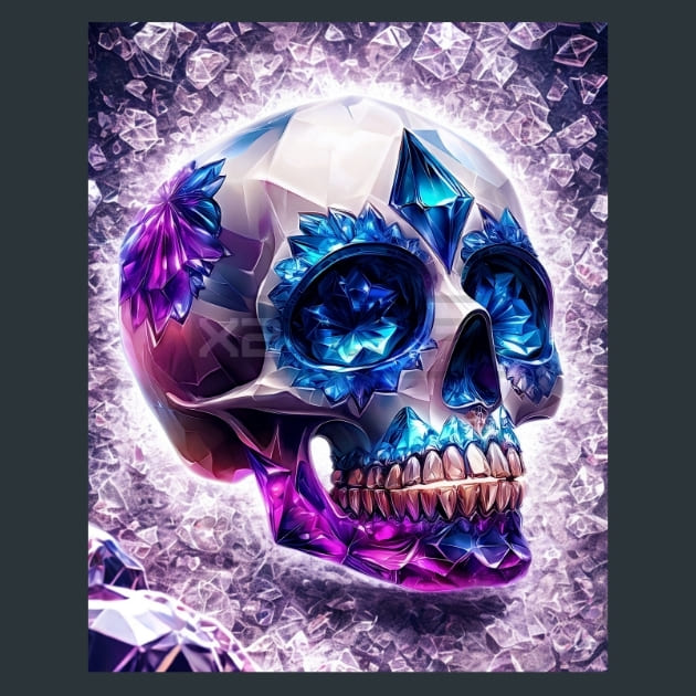 Crystal Sugar Skull Metal Wall Art and Desktop Mouse Pad by X2Metal