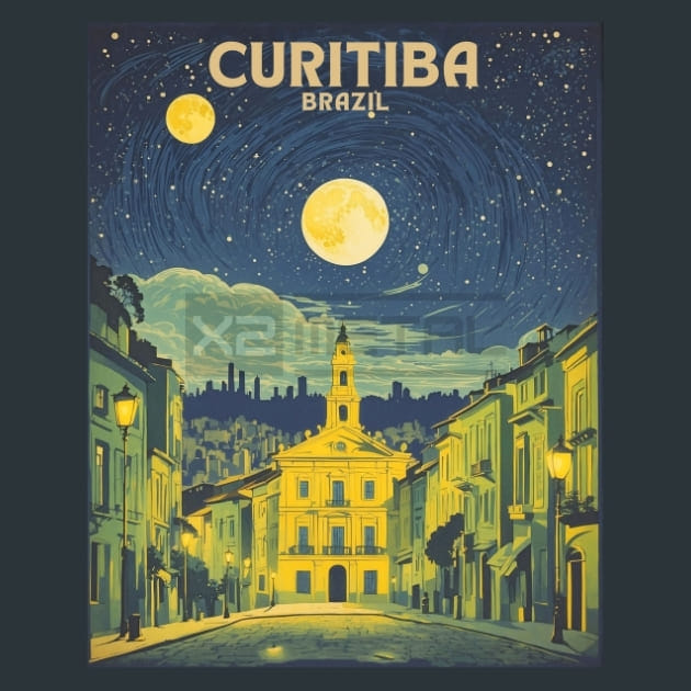 Curitiba Brazil starry night Metal Wall Art and Desktop Mouse Pad by X2Metal