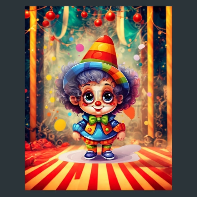 Cute Clown 21 Metal Wall Art and Desktop Mouse Pad by X2Metal