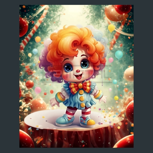 Cute Clown 9 Metal Wall Art and Desktop Mouse Pad by X2Metal