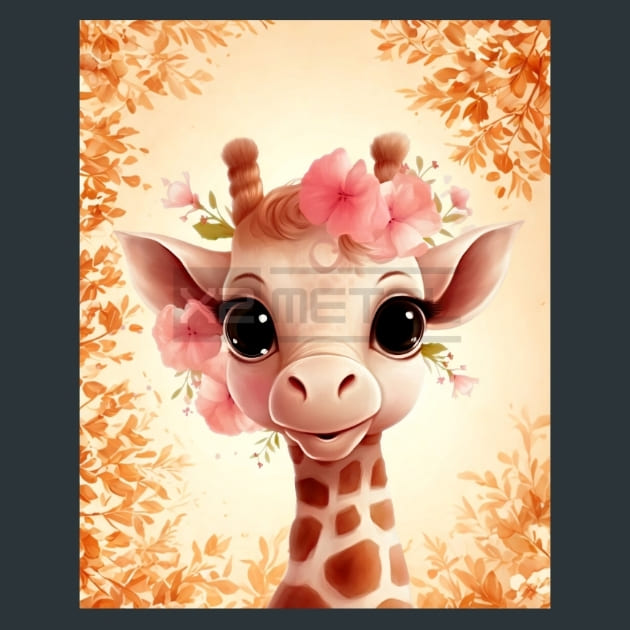 Cute Giraffe 18 Metal Wall Art and Desktop Mouse Pad by X2Metal