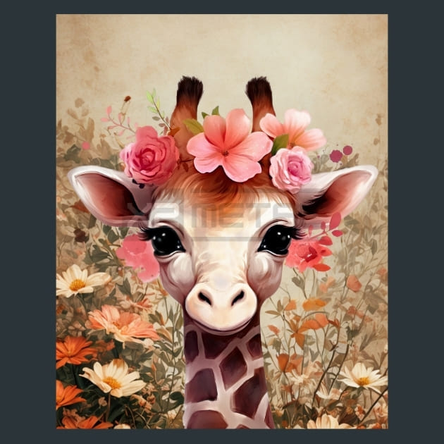 Cute Giraffe 20 Metal Wall Art and Desktop Mouse Pad by X2Metal