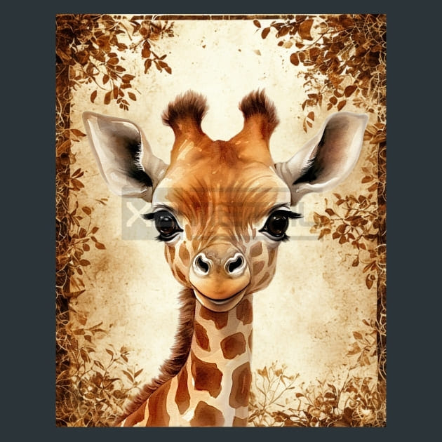 Cute Giraffe 29 Metal Wall Art and Desktop Mouse Pad by X2Metal