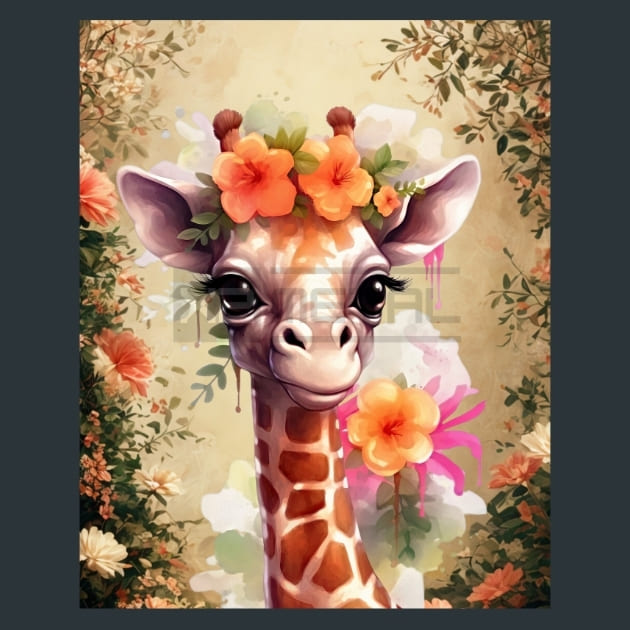 Cute Giraffe 30 Metal Wall Art and Desktop Mouse Pad by X2Metal
