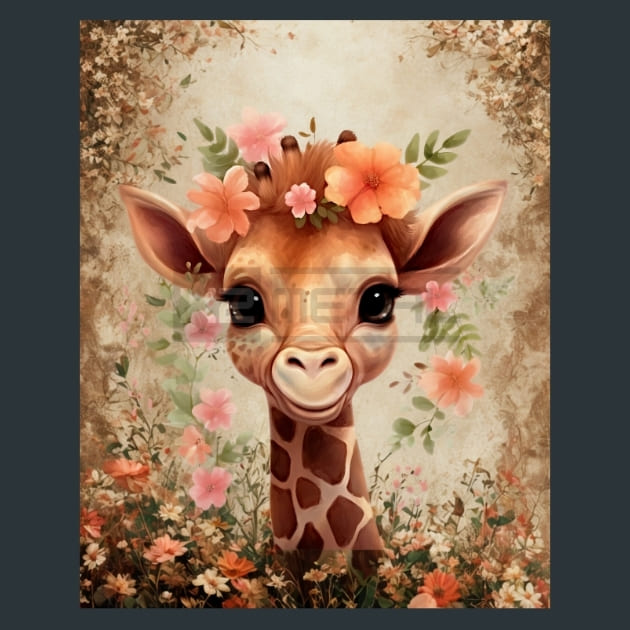 Cute Giraffe 8 Metal Wall Art and Desktop Mouse Pad by X2Metal