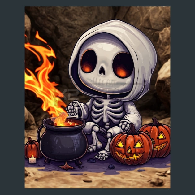 Cute Skeleton 14 Metal Wall Art and Desktop Mouse Pad by X2Metal
