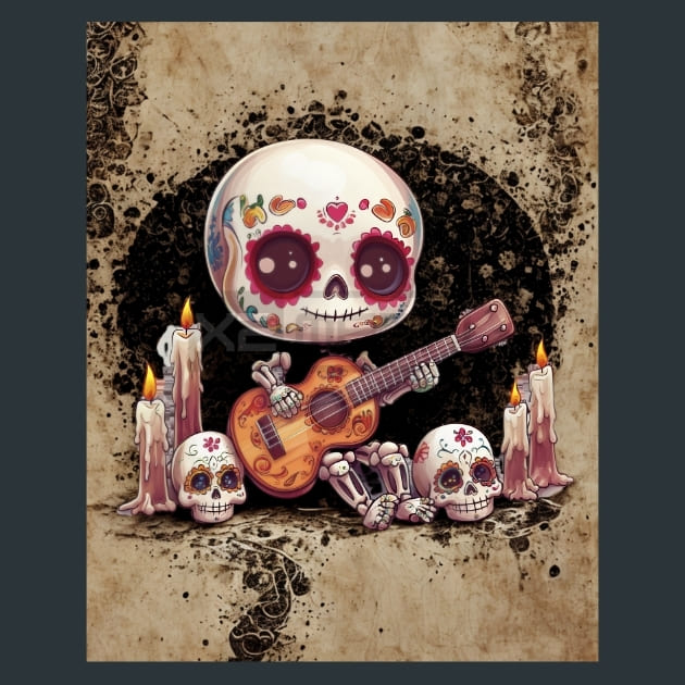 Cute Skeleton 31 Metal Wall Art and Desktop Mouse Pad by X2Metal