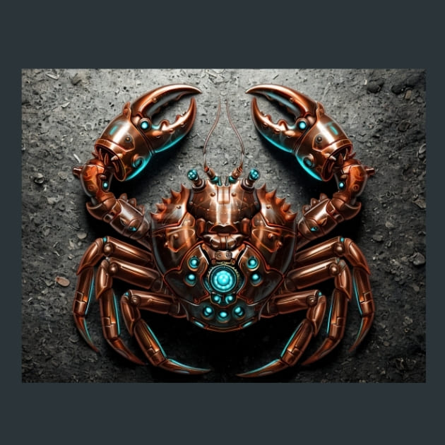 Cybernetic Crab Metal Wall Art and Desktop Mouse Pad by X2Metal