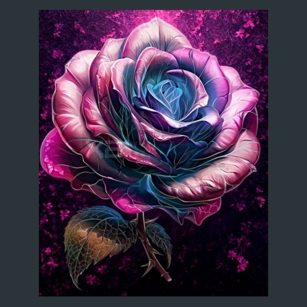 Cybernetic Rose Metal Wall Art and Desktop Mouse Pad by X2Metal