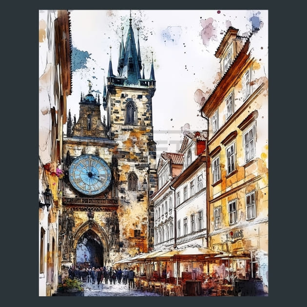 Czech Republic Prague Astronomical Clock Square Metal Wall Art and Desktop Mouse Pad by X2Metal