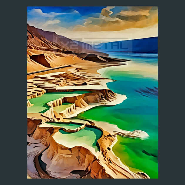 Dead Sea Shores Metal Wall Art and Desktop Mouse Pad by X2Metal
