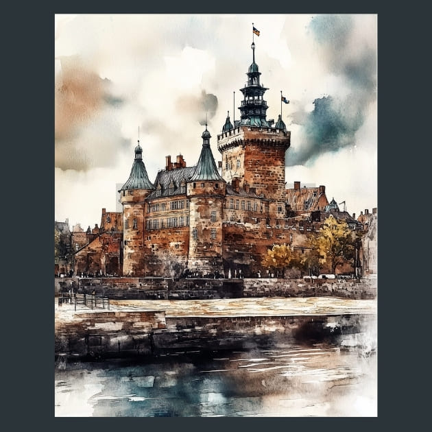 Denmark Kronborg Castle Helsingor View Metal Wall Art and Desktop Mouse Pad by X2Metal