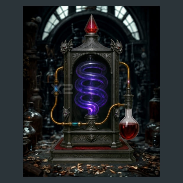 Distillation Apparatus-Gothic Alchemy Metal Wall Art and Desktop Mouse Pad by X2Metal