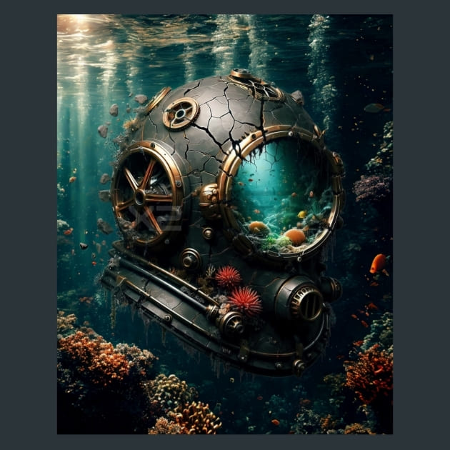 Divers-Helmet-Shipwreck-Relics-metal-prints-posters-mouse-pads