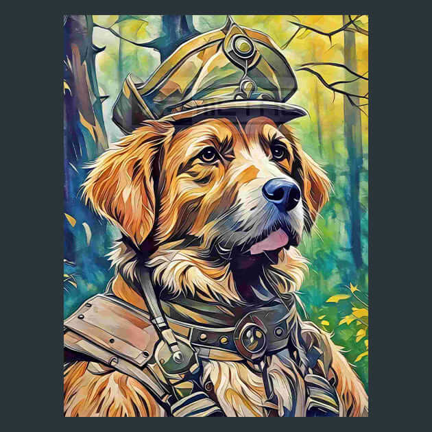 Gloomy Dog Man Painting Metal Wall Art and Desktop Mouse Pad by X2Metal