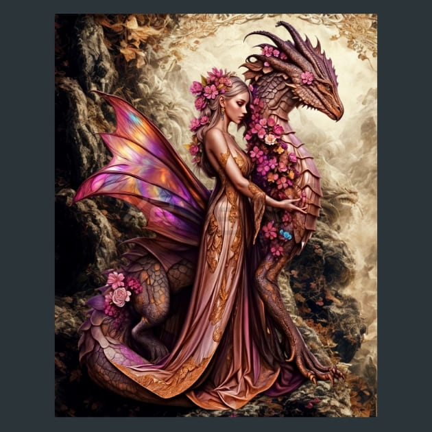 Dragon Enchantress 12 Metal Wall Art and Desktop Mouse Pad by X2Metal