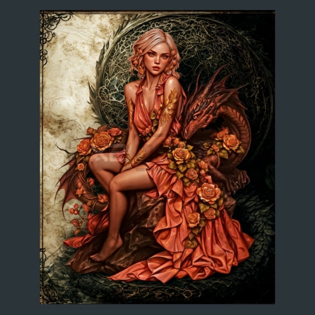 Dragon Enchantress 17 Metal Wall Art and Desktop Mouse Pad by X2Metal
