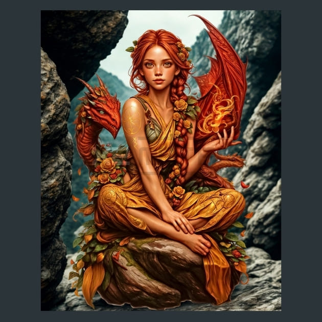 Dragon Enchantress 18 Metal Wall Art and Desktop Mouse Pad by X2Metal