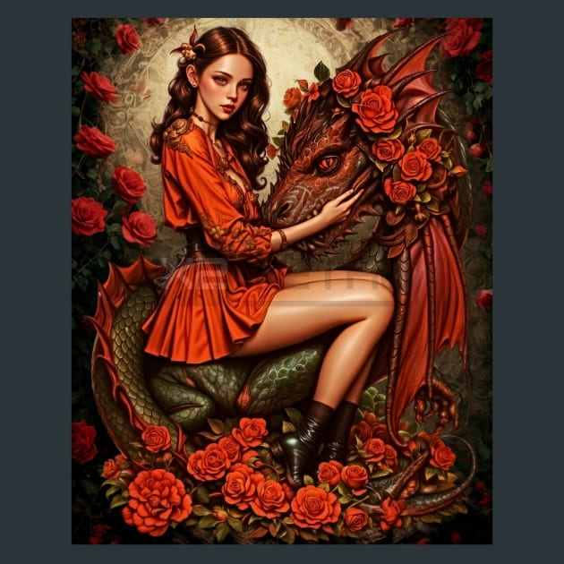Dragon Enchantress 19 Metal Wall Art and Desktop Mouse Pad by X2Metal