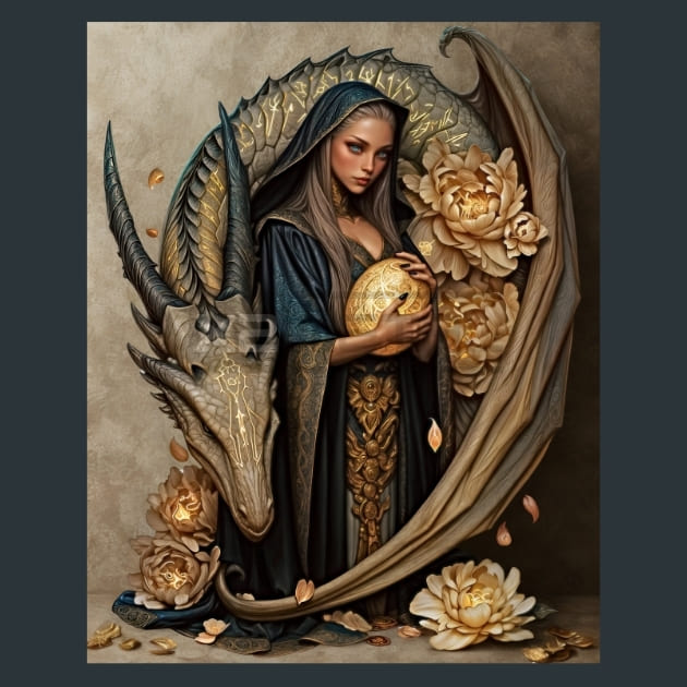 Dragon Enchantress 23 Metal Wall Art and Desktop Mouse Pad by X2Metal
