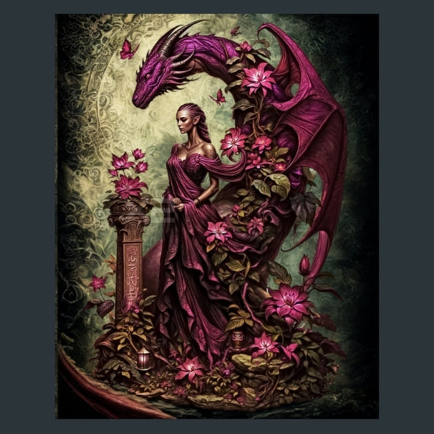 Dragon Enchantress 6 Metal Wall Art and Desktop Mouse Pad by X2Metal
