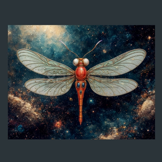 Dragonfly Celestial Voyagers Metal Wall Art and Desktop Mouse Pad by X2Metal