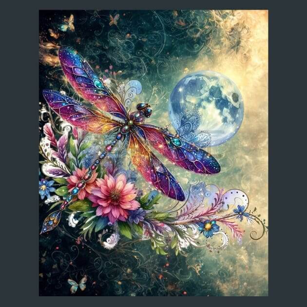 Dragonfly Glow Metal Wall Art and Desktop Mouse Pad by X2Metal