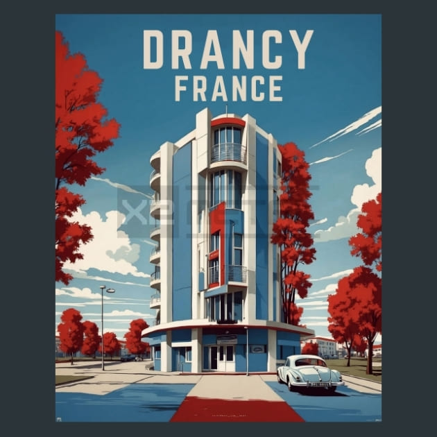 Drancy France Metal Wall Art and Desktop Mouse Pad by X2Metal