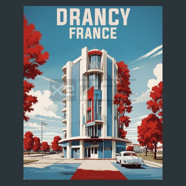 Drancy France Metal Wall Art and Desktop Mouse Pad by X2Metal