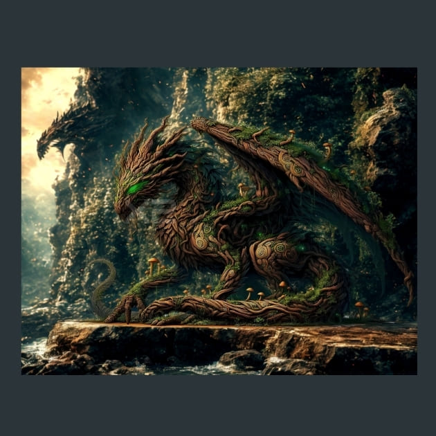 Druid Forest Dragon Metal Wall Art and Desktop Mouse Pad by X2Metal