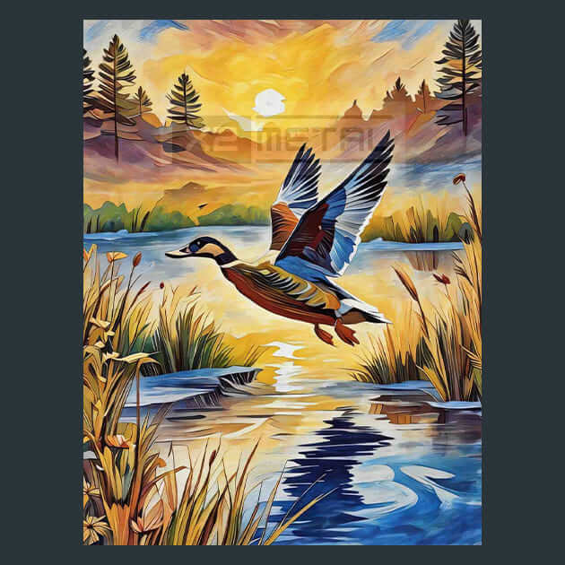 Ducks Reserve Scene Metal Wall Art and Desktop Mouse Pad by X2Metal