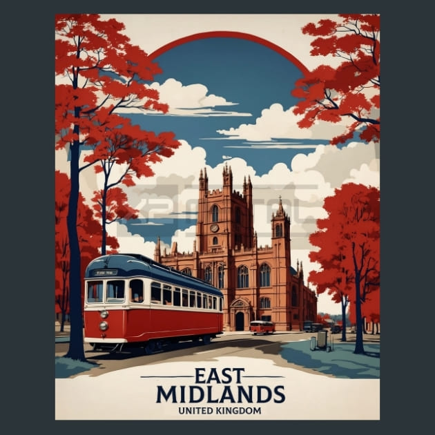 East Midlands England Metal Wall Art and Desktop Mouse Pad by X2Metal