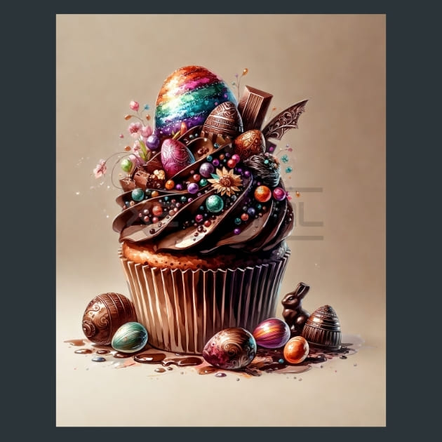 Easter Cupcake Magic 12 Metal Wall Art and Desktop Mouse Pad by X2Metal