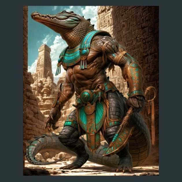 Egyptian Crocodile Warriors - Alpha Animals Metal Wall Art and Desktop Mouse Pad by X2Metal