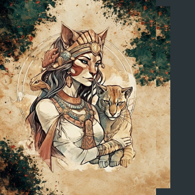 Egyptian Bastet Metal Wall Art and Desktop Mouse Pad by X2Metal