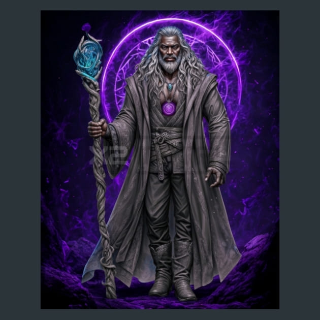 Elder-Hunter-with-Staff-metal-prints-posters-mouse-pads
